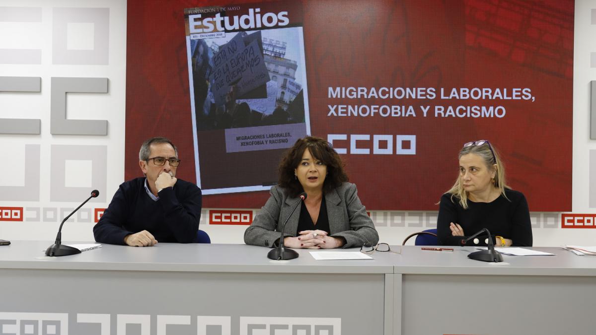 Rueda de prensa para presentar el estudio de la Fundacin 1 de Mayo: Migraciones laborales, xenofobia y racismo